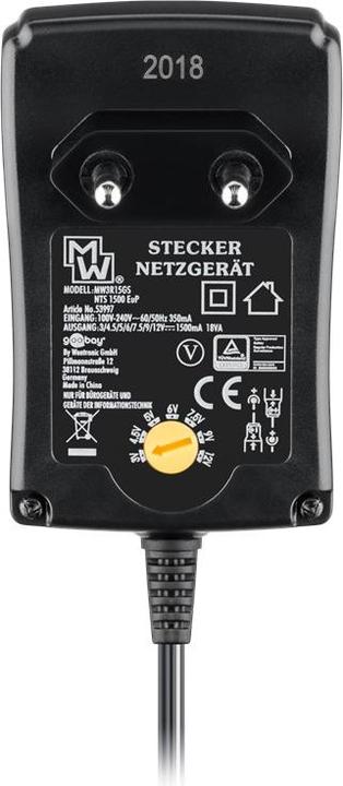 Actual product image Goobay 3 V - 12 V universal power supply 1.5A