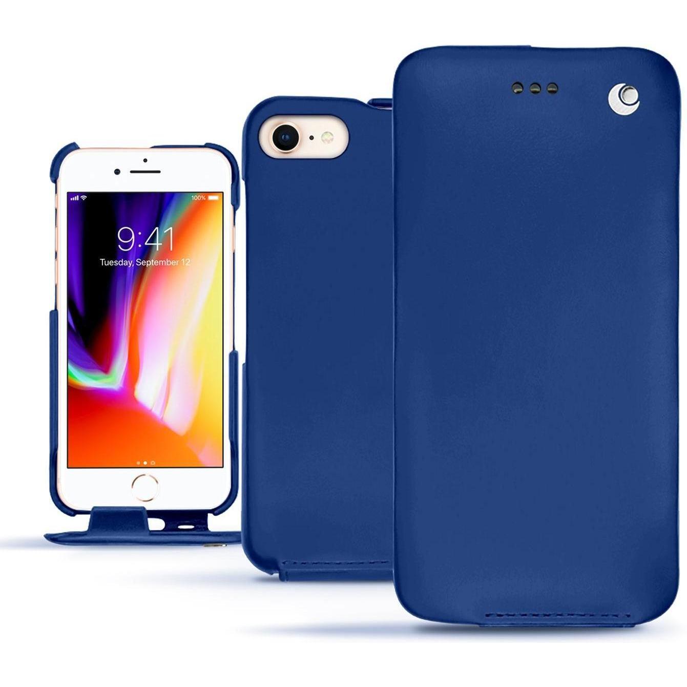 Thumbnail - Noreve Lederschutzhülle vertikal (Apple iPhone 8), Smartphone Hülle, Blau