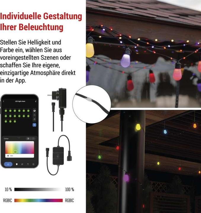 Image du produit Emos GOSMART LED LIGHT CHAIN 15x PARTY BULBS, 15 M (15 m)