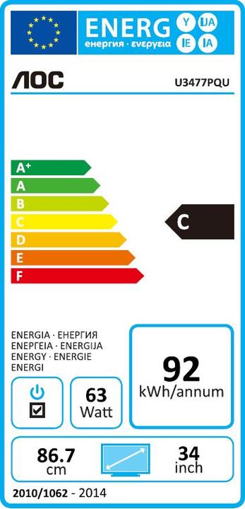 Energie-Label AOC u3477Pqu (3440 x 1440 Pixel, 34.13")