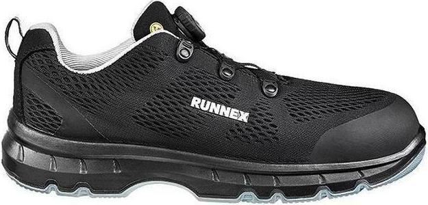 Actual product image Runnex S1PS-ESD safety shoes atop FlexStar, black/grey (S1P, 40)