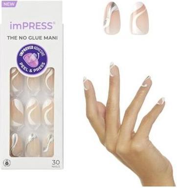 Image du produit KISS No Glue Mani Press On Nails 'On My Mind' White Beige (Blanc-beige)