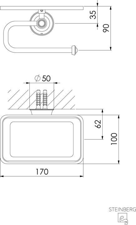Actual product image Steinberg Seriess 550 paper roll holder, without lid, with shelf, 5502820S