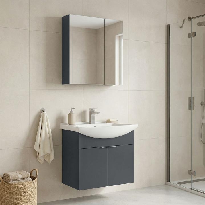 Produktbild Homitis Purus 65 Bathroom Cabinet With Sink & Mirror Set (2 Pieces)
