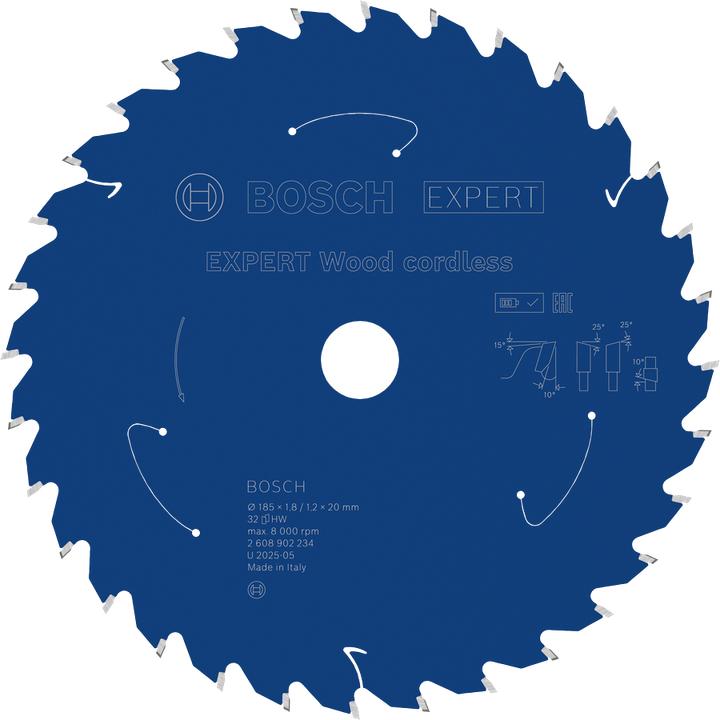 Productafbeelding Bosch Professional Zubehör EXPERT Wood Kreissägeblatt, 185x20 mm, T32