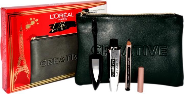 Actual product image L'Oréal Paris LOreal Set (Mascara False Lash Bambi Eye Extra Black + Le Khol Midnight Black 101 + Pochette) (Makeup set)