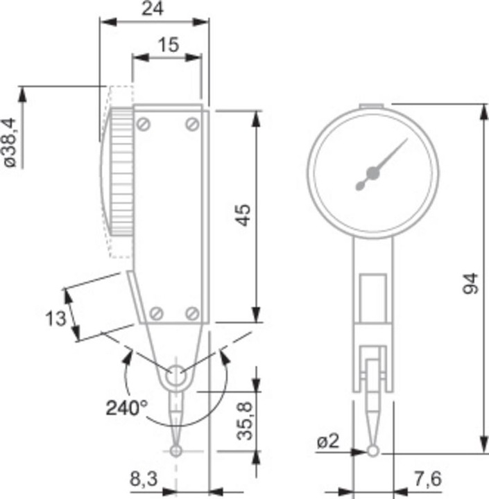Immagine prodotto Tesa TAST Calibro a leva 0, 01 mm Abl., 38 mm Durch (mm)