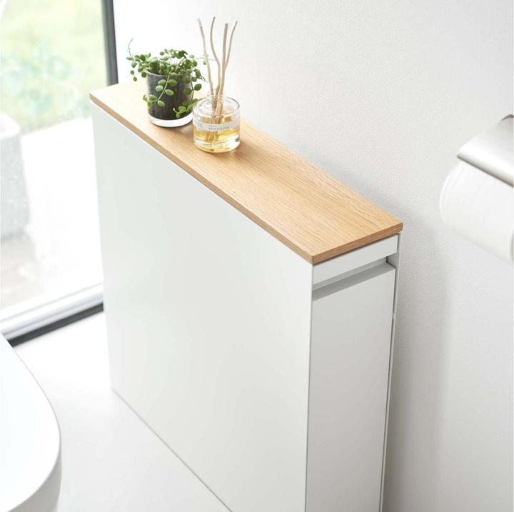 Produktbild Yamazaki Auszieh-Regal mit Holzablage TOWER (14 x 56 x 55 cm)