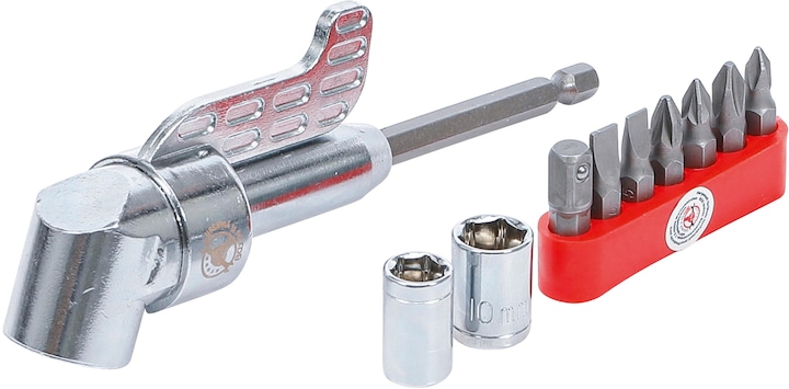 Image du produit BGS Support d'angle pour visseuse 10 pièces (Tige de 6,3 mm, Tige de 8 mm, Tige de 10 mm, 3/8", 5/16", 3/4", 1/4", 1/2")