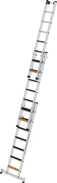 Produktbild Munk Stufen-Mehrzweckleiter 3-teilig mit nivello-Traverse und clip-step R13 3x7 Stufen (Mehrzweckleiter, 610 cm)