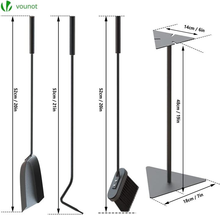 Immagine prodotto Vounot Set per caminetto, Nero (58 x 18 x 18 cm)