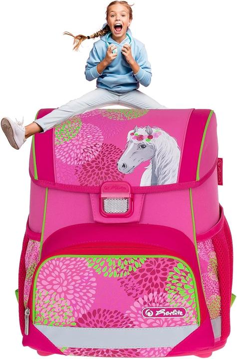 Immagine prodotto Herlitz Loop Plus 5-teiliges Schulranzen-Set mit Regenhülle, Bloomy Horse (16 l)