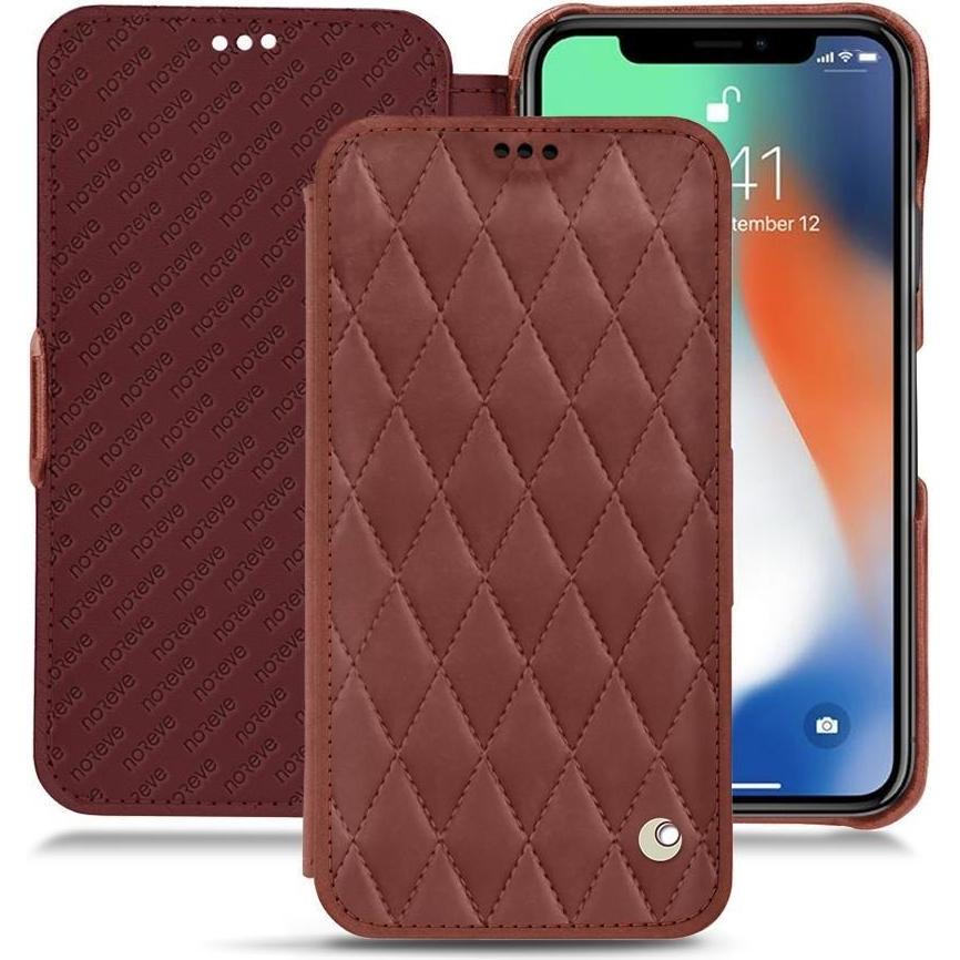 Noreve Lederschutzhülle horizontal (Apple iPhone XR), Smartphone Hülle, Rot