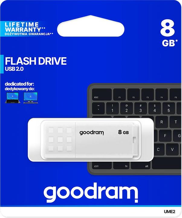 Produktbild Goodram UME2 UME2-0080W0R11 Pendrive (8 GB, USB 2.0, weiss) (8 GB, USB-A)
