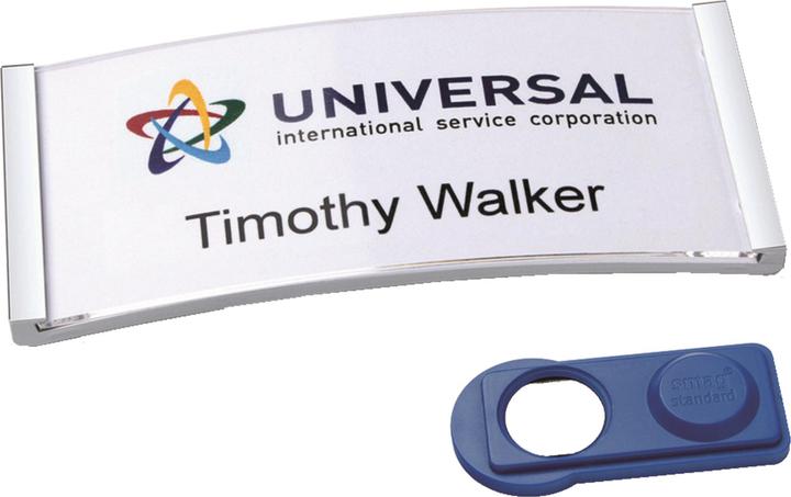 Actual product image Badgepoint POL30MA66-5DR Name badges, 65 x 30 mm, metal-coloured