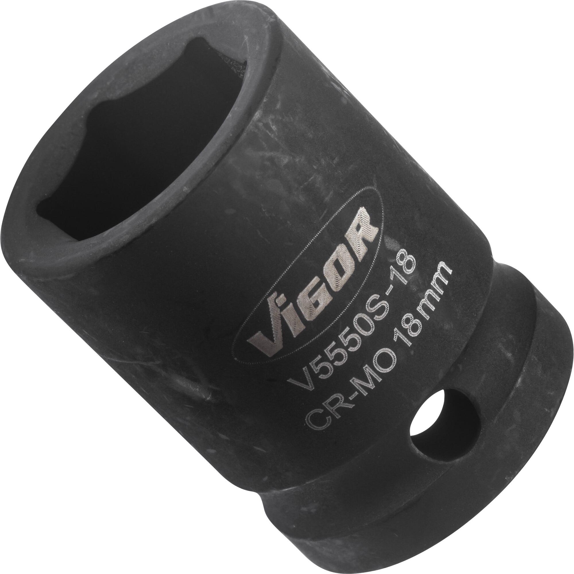 Thumbnail - Vigor, Steckschlüssel + Stecknuss, Kraftsteckschlüssel kurz 1/2" SW 18 (18 mm)