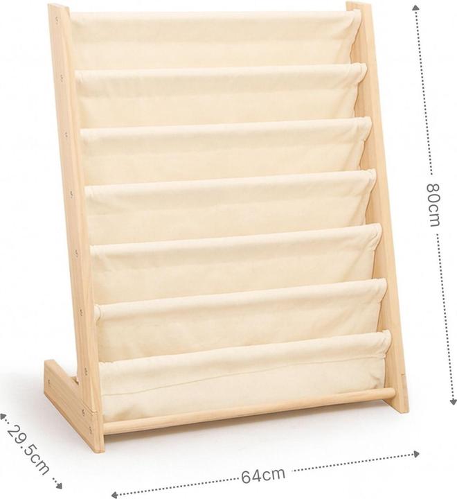 Actual product image Hermex Holzregal mit Baumwolltuch Kinderregal Bücherregal Kinderbuchregal
