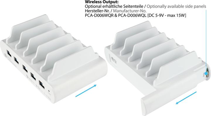 Productafbeelding Good Connections USB desktop snellaadstation 110W, 10-poorts (5x USB-Câ"¢ en 5x USB-A), PD 3.0, QC 3.0, wit, Goed (110 W, 10 ports)