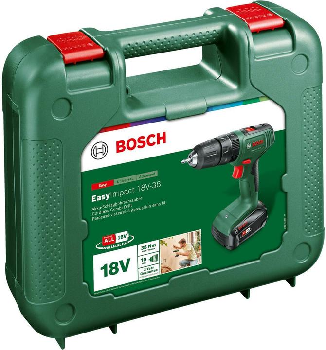 Productafbeelding Bosch Home & Garden EasyImpact 18V-38 accuboormachine, 1 x PBA 18V 2.0Ah accu, draagtas (Oplaadbare batterij)