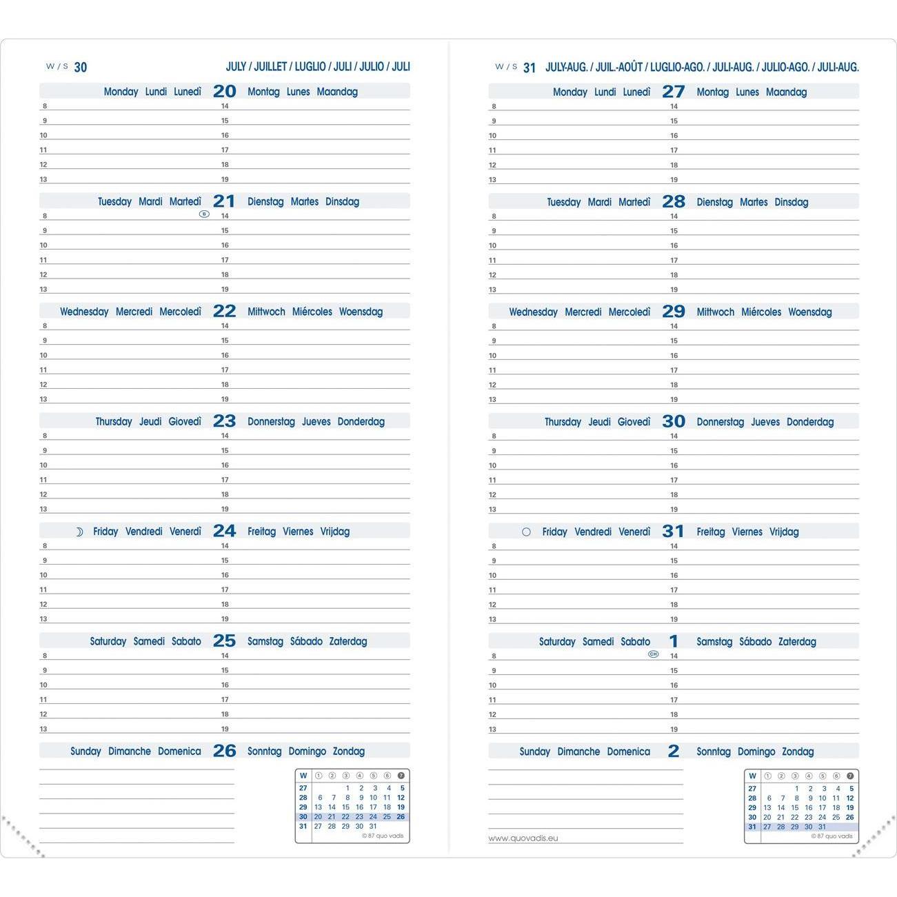 Thumbnail - Quo Vadis, Agenda, Silma ms.Imp. 2021 QV216027 schwarz, 1W/S, 8.8x17cm (A6, Deutsch)