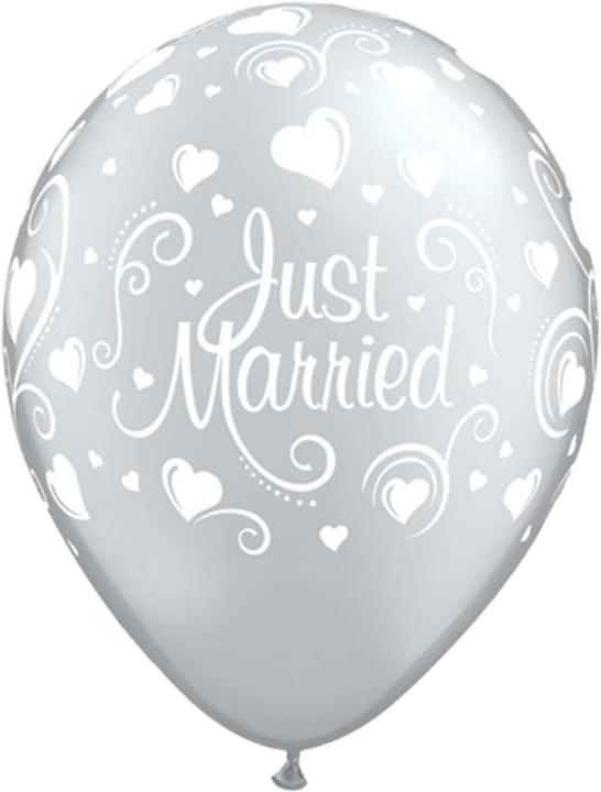 Qualatex 6 Qualatex-Rundballons JUST MARRIED Ø 30 cm (6x)