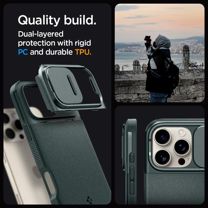 Produktbild Spigen Optik Armor Mag Magsafe Hülle für iPhone 16 Pro Max 6,9" abgrundtief grün (Apple iPhone 16 Pro Max)