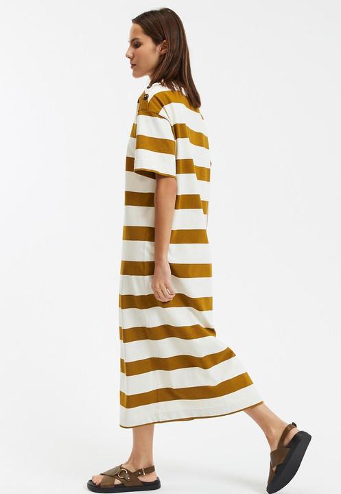 Produktbild La Redoute Collections Gestreiftes langes Kleid mit Schulterknöpfen und kurzen Ärmeln (XXL)