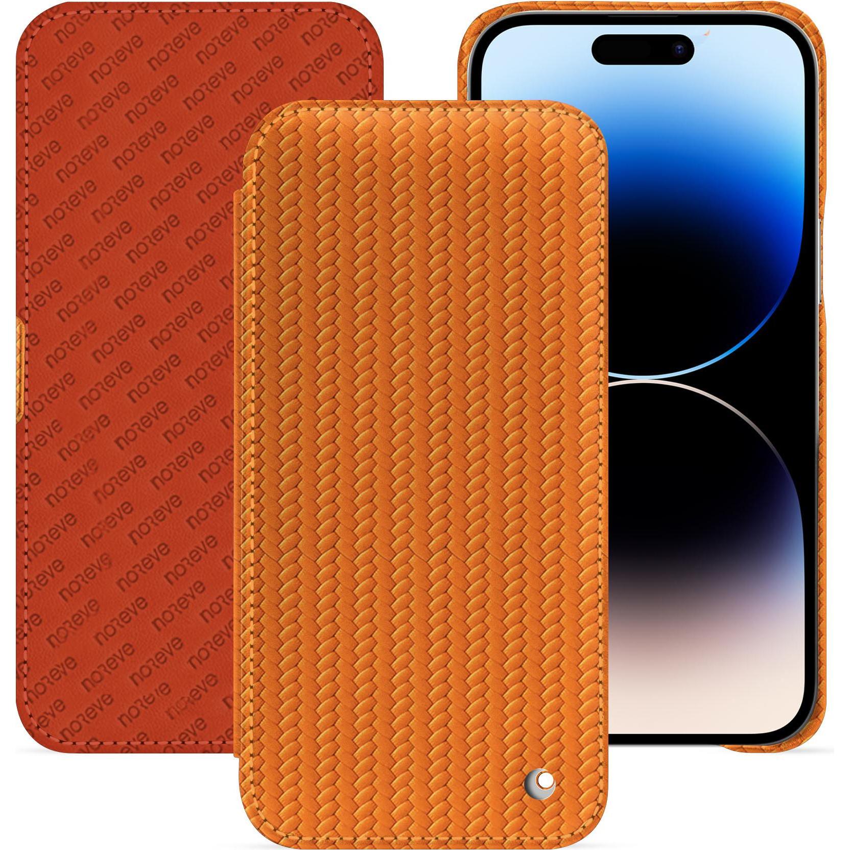 Thumbnail - Noreve Lederschutzhülle horizontal (Apple iPhone 15 Pro Max), Smartphone Hülle, Orange