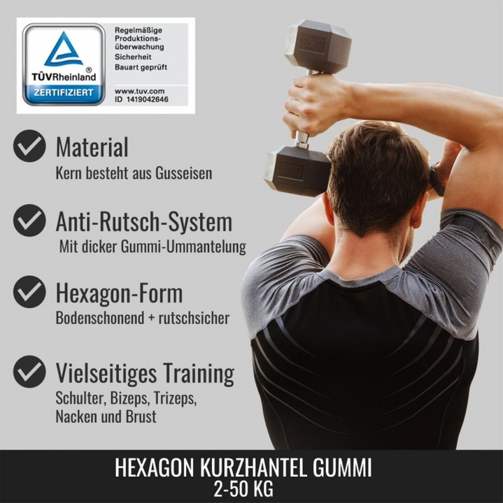 Actual product image Gorilla Sports Hexagon Rubber Studio Dumbbell (1 x 8 kg)