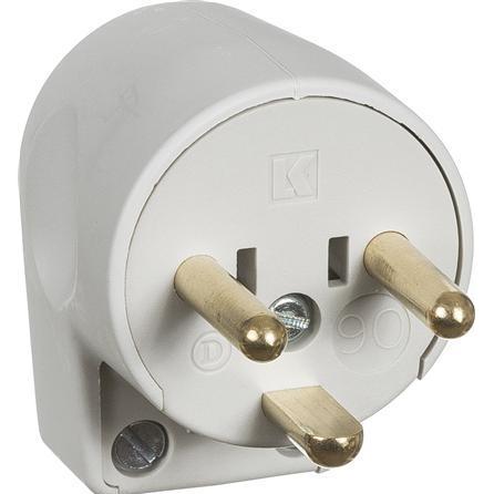 LK, Netzstecker + Netzkupplung, Stikprop type 90 vinkel rund med jord 16A 250V lysegrå