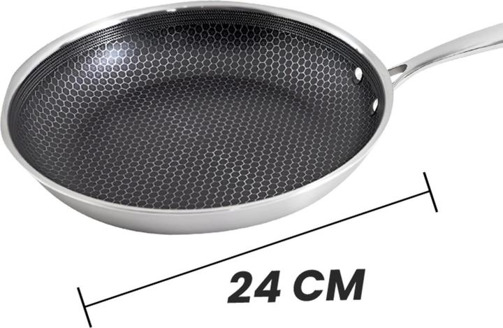 Produktbild Cheffinger Pfanne 24cm Wabenstruktur mit Langgriff (Bratpfanne, Edelstahl, 24 x 6 cm)