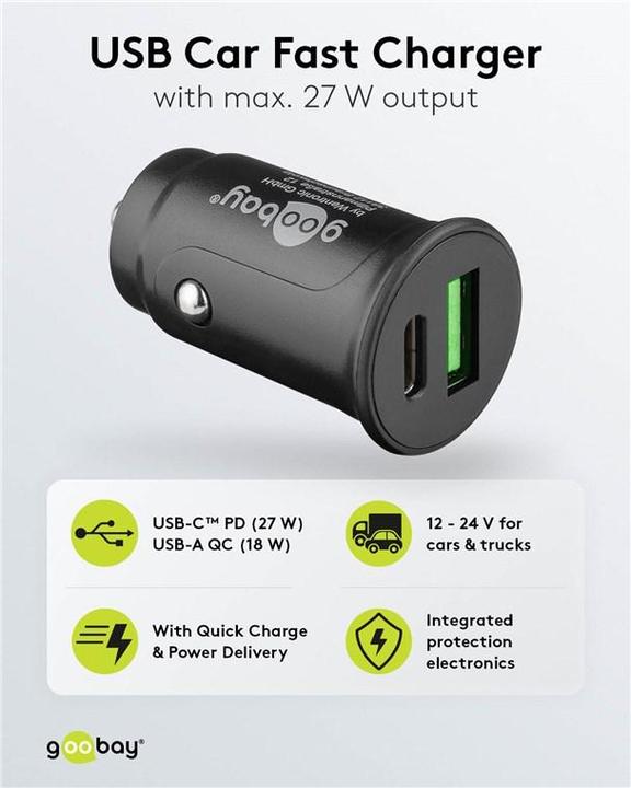 Produktbild Goobay Auto Schnellladegerät USB-C kompakt