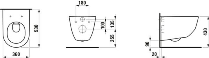 Produktbild Laufen Wand-WC PRO Tiefspüler, 360x530mm weiss