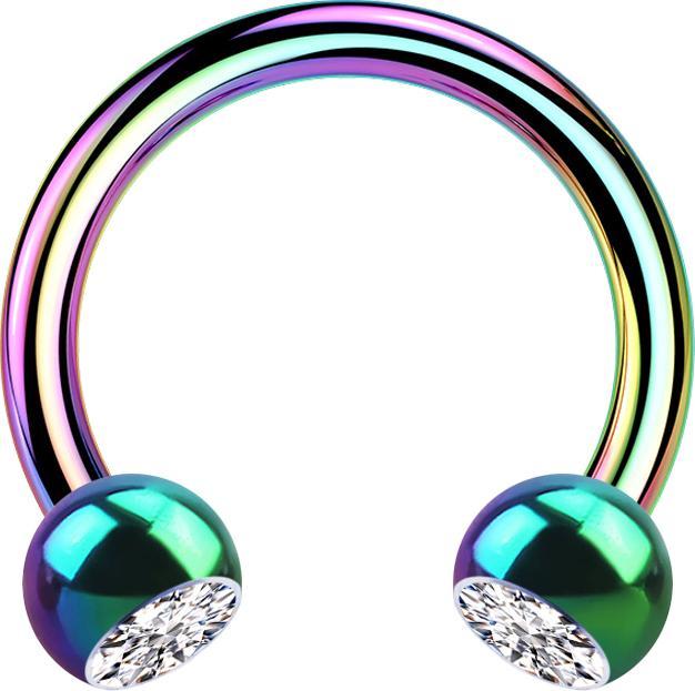 Produktbild Star Piercing Circular Barbell farbig mit zwei Kugeln Kristall silber (ohne Messing, Titan)