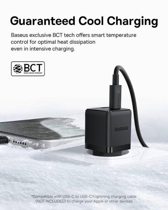 Image du produit Baseus Chargeur USB et USB-C Palm 20W UE noir (20 W, 2 ports)