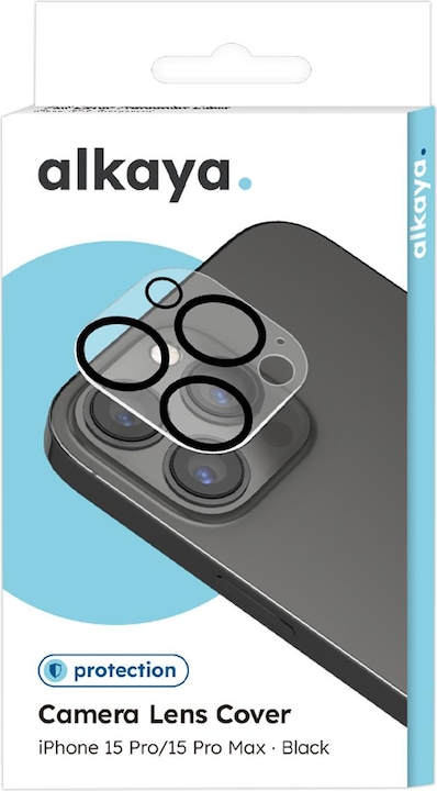 Produktbild Alkaya Protection Glass Camera Lenses iPhone15Pro/ 15 Pro Max transparent (1 Stück, Apple iPhone 15 Pro, Apple iPhone 15 Pro Max)