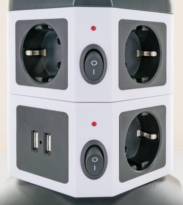 Produktbild Schwaiger Steckdosentower 7xSchuko+2x USB (7 x, CEE 7/3, USB-A, 1.80 m)