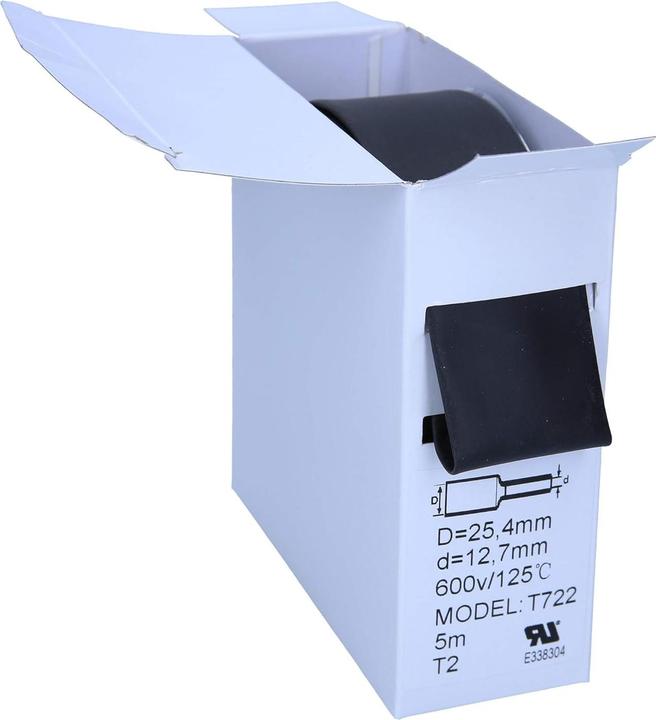 Actual product image Kalitec 5m heat shrink tubing black from 25.4mm to 12.7mm I 2:1 I Industrial quality from German dealer (1 x)