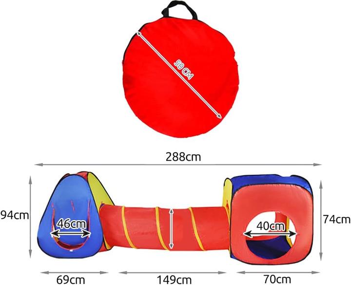 Immagine prodotto Kruzzel Tenda da gioco per bambini pop-up a 3 pezzi con tunnel