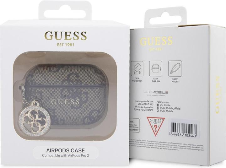 Actual product image Guess Airpods Pro 2 4G Script Cover with glittering, rhinestone-embellished charm (Headphone sleeve)