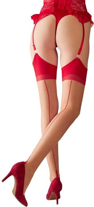 Produktbild Cottelli Collection Strapsstrümpfe mit roter Naht (XL)
