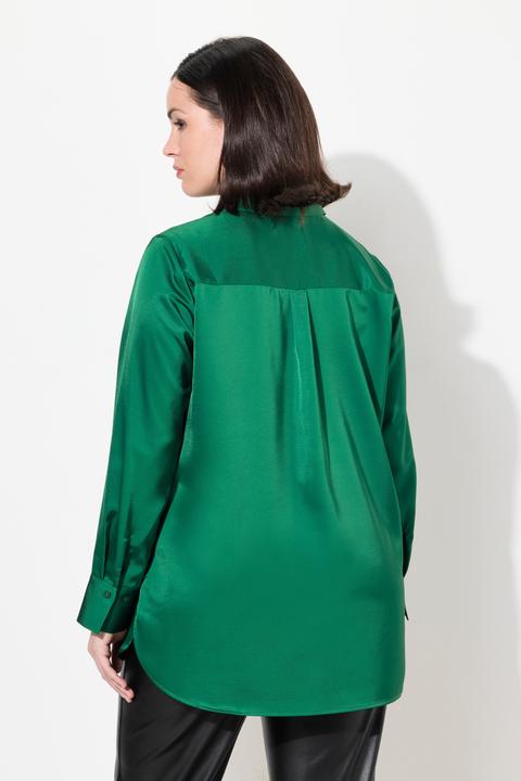 Actual product image Ulla Popken Long Sleeve Collared Satin Blouse (46, 48)