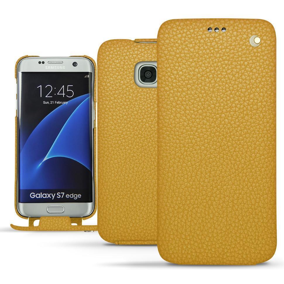 Noreve Lederschutzhülle vertikal (Samsung Galaxy S7 Edge), Smartphone Hülle, Gelb