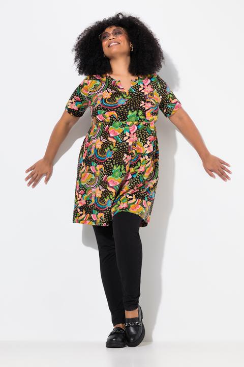 Actual product image Ulla Popken Rainbow Print Short Sleeve Knit Tunic (56)