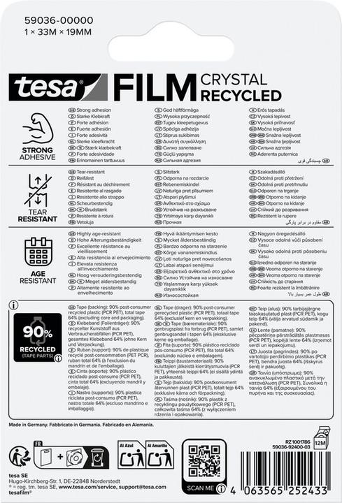 Produktbild tesa tesafilm® ECO & CRYSTAL Klebeband 33m:19mm (19 mm)