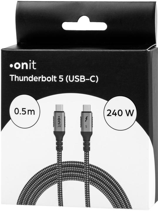 Produktbild Onit Thunderbolt-5-Kabel USB C - USB C 0.5 m, Grau/Schwarz (0.50 m, USB 4.0, 240 W)