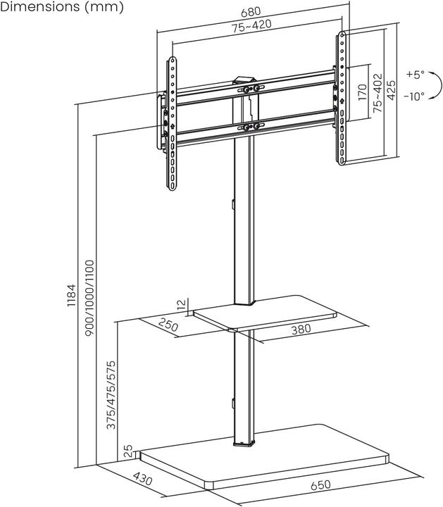 Produktbild myWall Für Bildschirme 37" - 75" (94 - 190 cm), Belastung bis 35 kg (35 kg, 37" - 75")