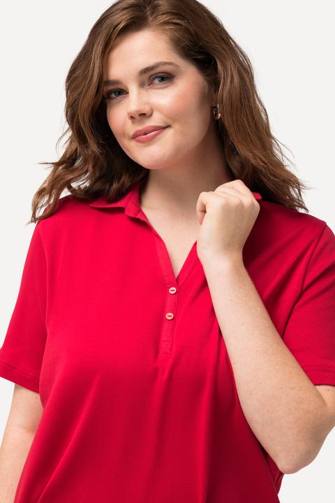 Produktbild Ulla Popken Poloshirt, Webkragen, Knopfleiste, Halbarm (56)