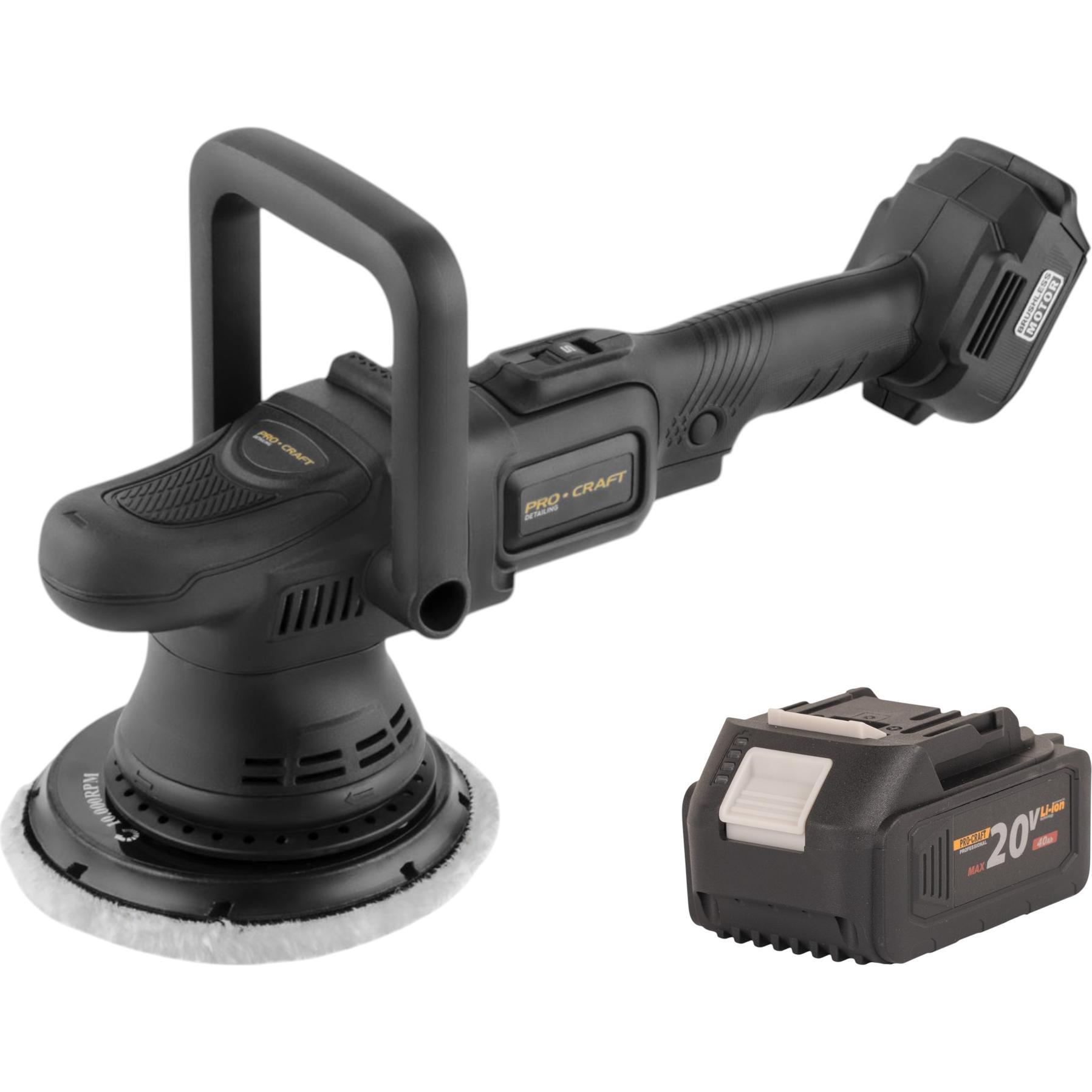 Procraft, Rettificatrice + lucidatrice, PM22bb Akku Poliermaschine 20 Volt 150 mm + 1x Akku 4,0 Ah - ohne Ladegerät