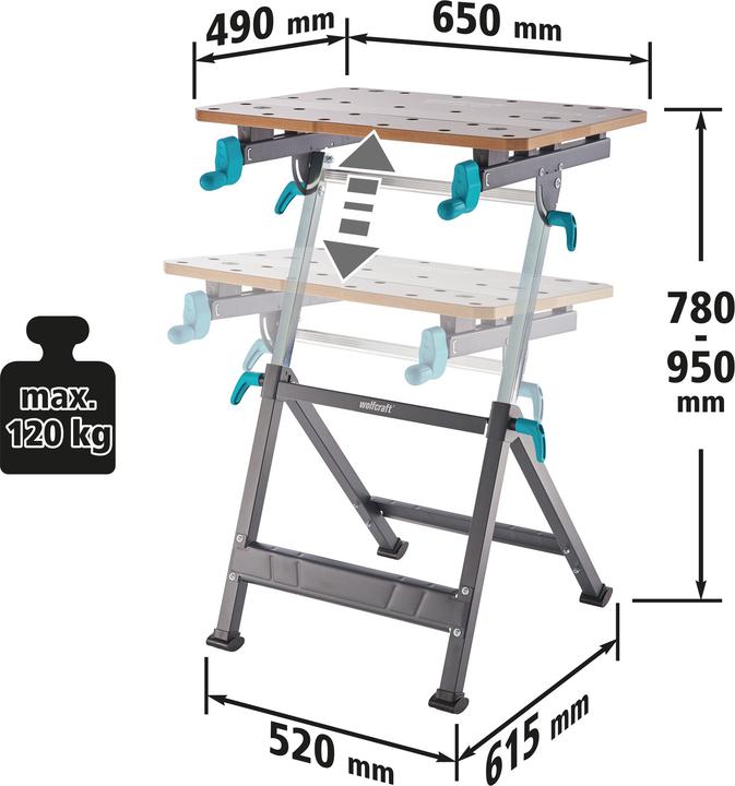 Actual product image wolfcraft 1 MASTER 650 ERGO clamping table (65 cm, 72 cm)
